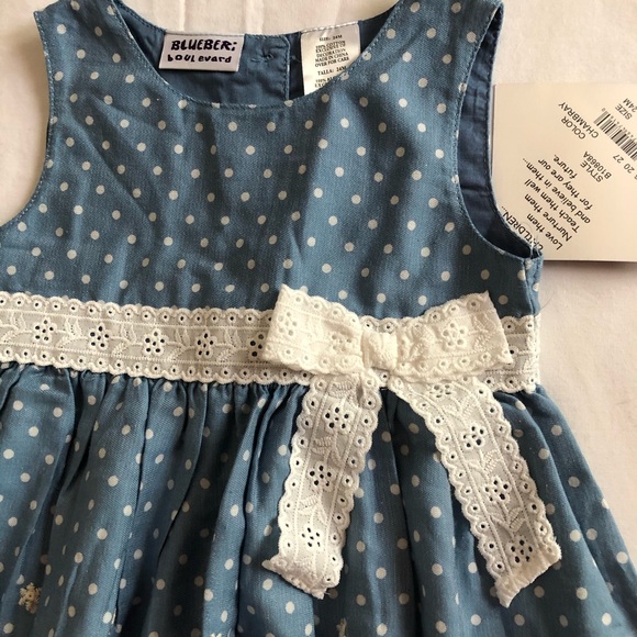 BLUEBERi baby embroydery  sleeveless dress Sz 24M - Picture 3 of 6